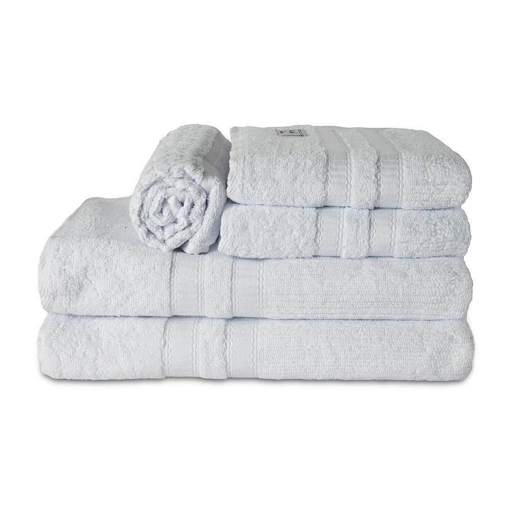 5-Piece Cotton Towel Set White – Bath, Hand & Bath Mat Paris Collection Soft Absorbent