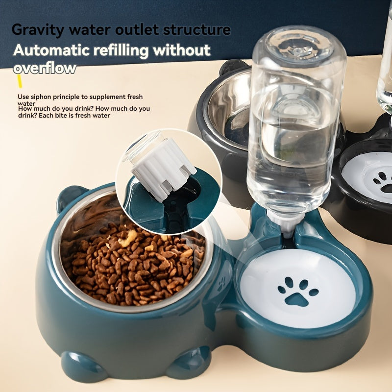 2-In-1 Pet Feeder With Automatic Water Dispenser
