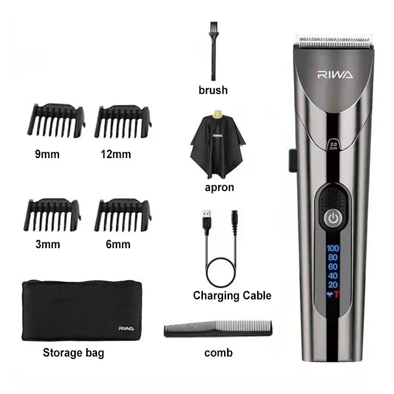 Electric Hair Clipper Variable Speed Barber Trimmer Grey