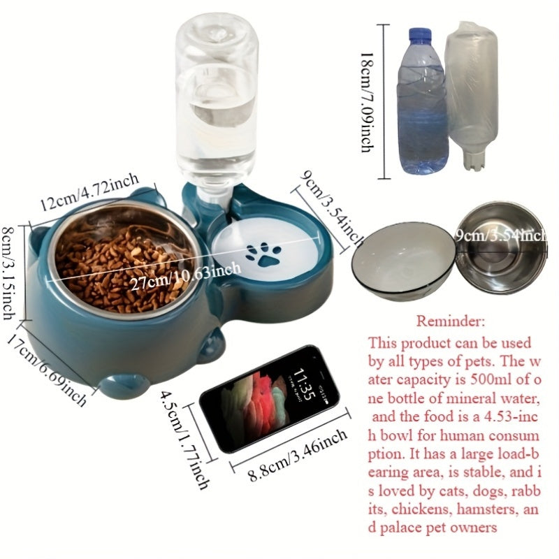 2-In-1 Pet Feeder With Automatic Water Dispenser