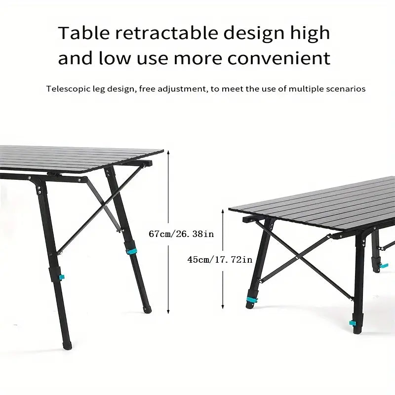 Adjustable Height Outdoor Aluminum Alloy Folding Table