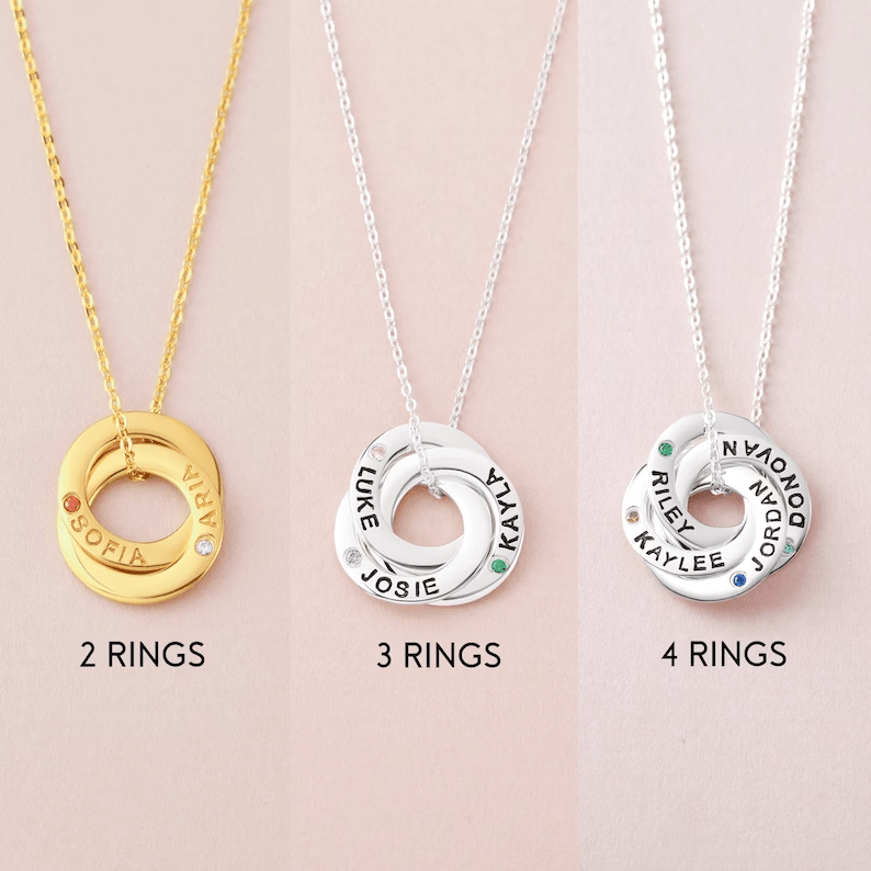 Mom Necklace With Kids Names Birthstones, Children Birthstone Jewelry